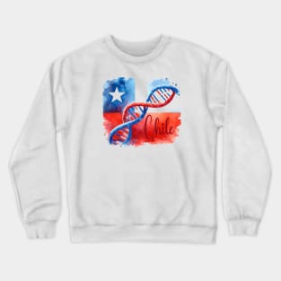 Chilean Flag Watercolor DNA Strand Art Crewneck Sweatshirt